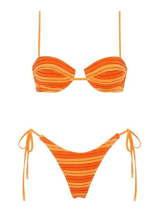 triangl swimwear Other - TRIANGL MALA - REINI Striped Orange Tie-Side Terry Cloth Bikini Set - Women Swim